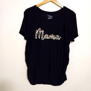 TT XL Maternity Leopard Mama Short Sleeved Tunic Top in Black